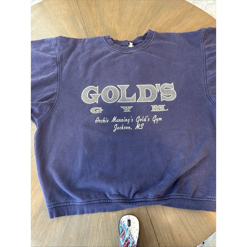 Golds Gym Archie Mannings Gym Jackson MS Sweatshirt Blue Mens XL Vintage